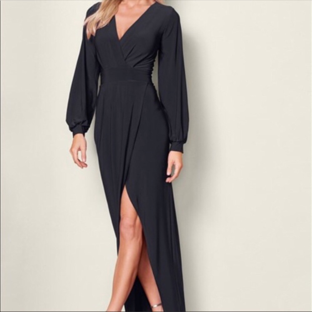 Flowing, faux wrap maxi dress